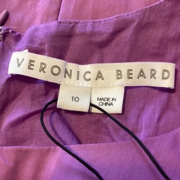 Veronica Beard Iker Puff Sleeve Cutout Dress in Vivid Orchid Size 10 New NWT - Picture 8 of 13